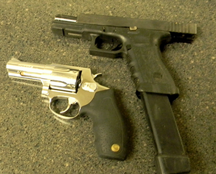 The two recovered guns used in the robbery. St. Bernard Sheriff’s Office photo.