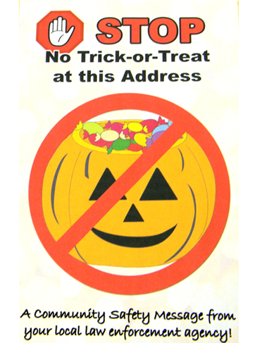 This is the flier St. Bernard Parish sheriff's deputies are placing on the door of all 74 registered sex offenders in the parish, reminding them state law doesn't  let them give minors candy or gifts on Hallooween. Sheriff James Pohlmann said.parents or escorts of treat-or-treaters shouldn't let yougsters go to a door  bearing the flier on Halloween.