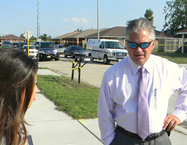 St. Bernard Parish Sheriff James Pohlmann at the scene of the murder investigation on Tuesday.