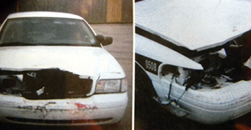 St. bernard Parish sheriff's car damaged when Williams crashed into it trying to flee