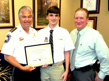 David DiMaggio Jr., center, has received a $500 scholarship from the Louisiana Sheriff's Association Scholarship Program. With him are Sheriff James Pohlmann and DiMaggio's father, David DiMaggio Sr.