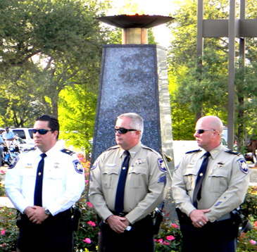 Some of the deputies from the Sheriff's Office who attended included, from left, Maj. Chad Clark, Sgt. Joey Alfonso and Capt. Ronnie Morgan. Also present were Capt. C.J. Arcement and Lt. Robert Broadhead. 