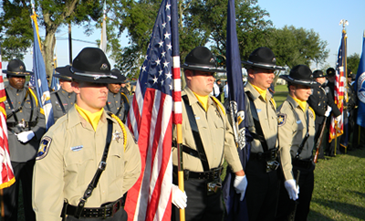 St. Bernard's Sheriff's Honor Guard, which included that day, from left, Dep. Sheriff Clayten Burns, Sgt. Michael Lyons, and Deputies Eric Wickboldt and Chelsie Soulagnet, were among several honor guards from various departments. 