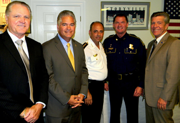 St. Bernard Chief Deputy Sheriff Richard Baumy, at left, and next to him are Sheriff James Pohlmann, Plaquemines Sheriff Lonnie Greco, State Police Supt. Col. Michael Edmonson and St. Bernard Parish President David Peralta.