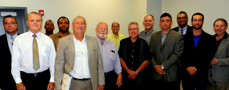 Shown after a recent meeting of the St. Bernard Community Coalition are board members and guests. From left are: Pastor Otto Martin, Chief Deputy Sheriff Richard Baumy, in back, Lt. Richard Jackson; Rev. Henry Ballard, Chairman Dan Schneider, Floyd Gue, Joseph DiFatta, Kerry Poche Sr., Dr. Bryan Bertucci, Col. John Doran, Prof. Jim Becnel, David Alvarez and Charles Cassar.