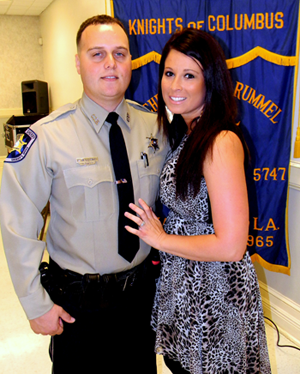 Det. Ryan Melerine and wife, Lindsi, at the Knights of Columbus banquet.