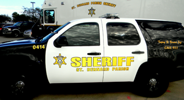 One of the two new black and white patrol cars of the St. Bernard Parish Sheriff's Office