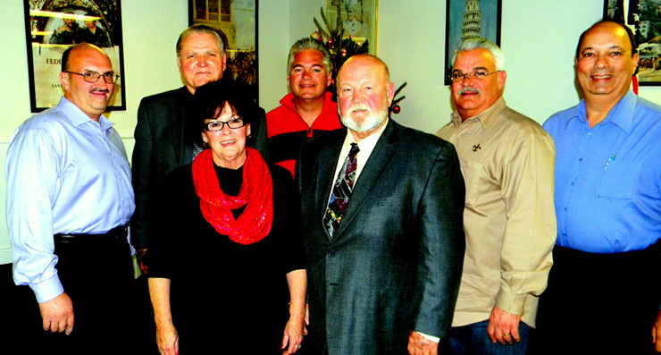 Rita and Floyd Gue of the Meraux Foundation donated a check to the Reserve Division at an Appreciation Dinner for the Reserves. Shown, in front are Rita and Floyd Gue, and behind them Capt. Joe Ricca of the Reserves, Chief Deputy Sheriff Richard Baumy, Sheriff James Pohlmann, Maj. Mark Poche and Capt. Charles Borchers, 