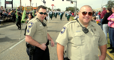Cpl. Jeff Babin, left, and Dep. Anthony Caserta on the parade route.